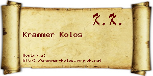 Krammer Kolos névjegykártya
